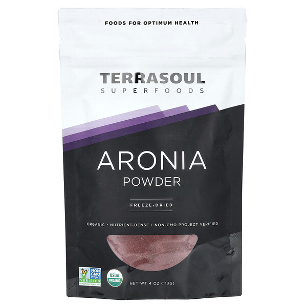 Aronia Powder (Порошок), Freeze Dried, 4 oz (Унции) (113 g) Terrasoul Superfoods