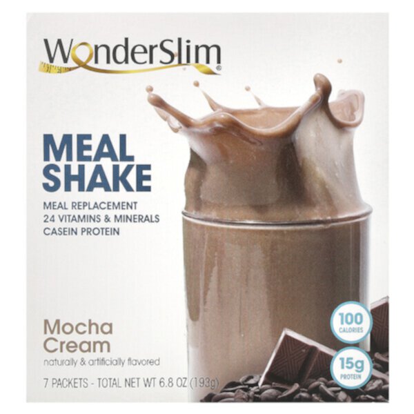 Meal Shake, Mocha Cream, 7 Packets, 28 g Each WonderSlim