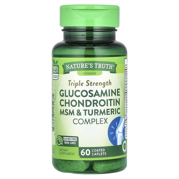 Triple Strength Glucosamine Chondroitin MSM & Turmeric Complex, 60 Coated Caplets Nature's Truth