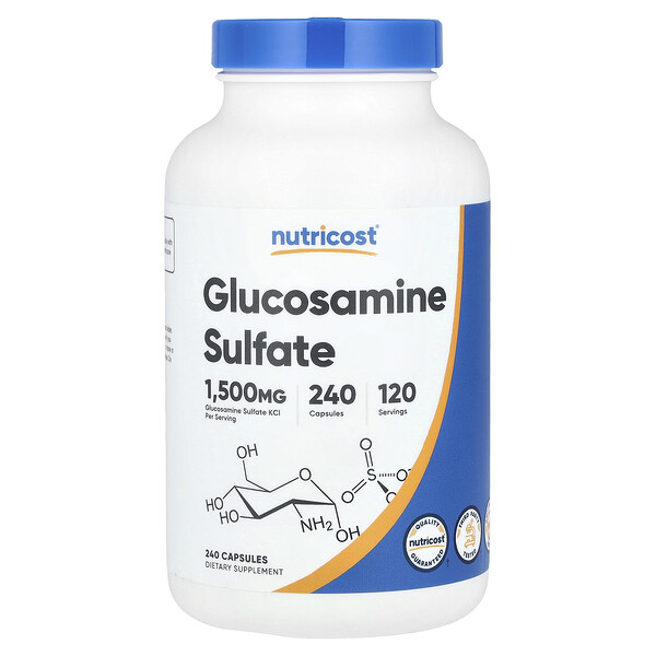 Glucosamine Sulfate, 1,500 mg, 240 Capsules (750 mg per Capsule) Nutricost