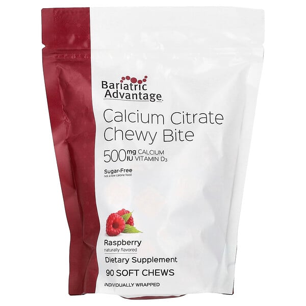 Calcium Citrate Chewy Bite, Sugar-Free, Raspberry, 90 Soft Chews Bariatric Advantage