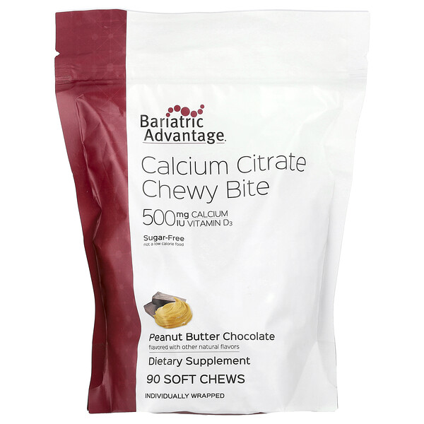 Calcium Citrate Chewy Bite, Sugar-Free, Peanut Butter Chocolate, 90 Soft Chews Bariatric Advantage