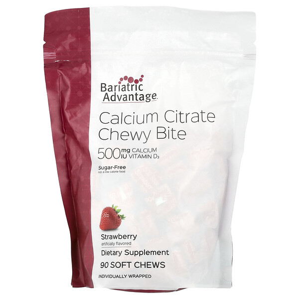 Calcium Citrate Chewy Bite, Sugar-Free, Strawberry, 90 Soft Chews Bariatric Advantage