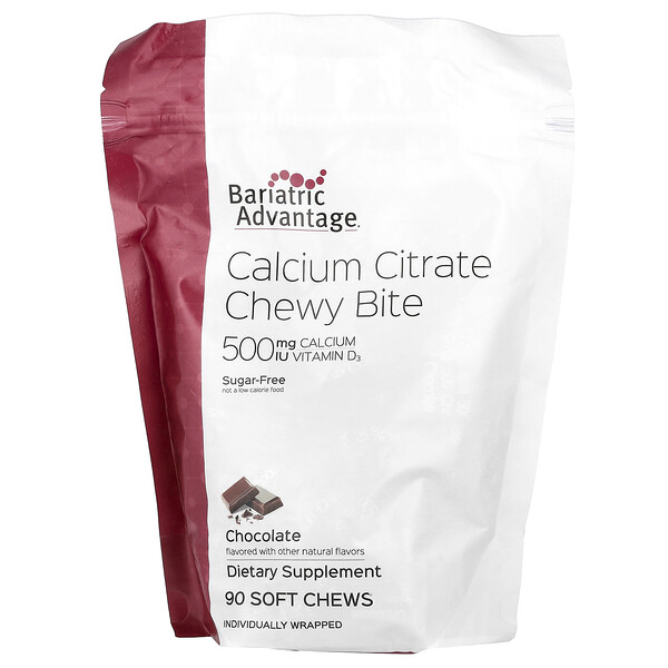 Calcium Citrate Chewy Bite, Sugar-Free, Chocolate, 90 Soft Chews Bariatric Advantage