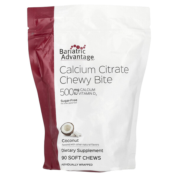 Calcium Citrate Chewy Bite, Sugar-Free, Coconut, 90 Soft Chews Bariatric Advantage