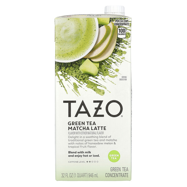 Матча Латте на зеленом чае 946 мл (32 fl oz) с 100 калориями и кофеином 2 уровня Tazo