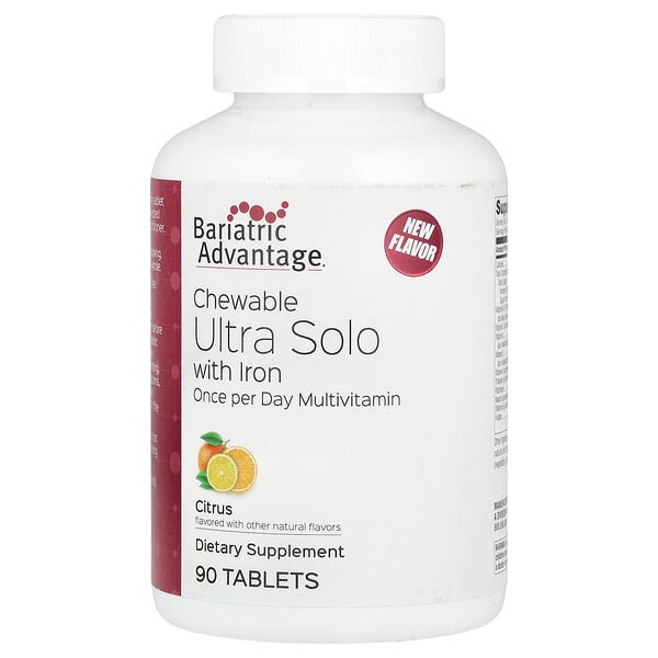 Chewable Ultra Solo with Iron, Citrus, 90 Tablets Bariatric Advantage