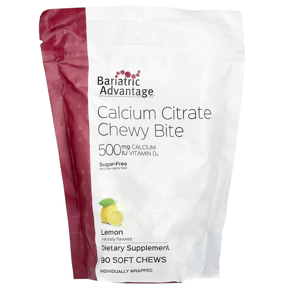 Calcium Citrate Chewy Bite, Sugar-Free, Lemon, 90 Soft Chews Bariatric Advantage