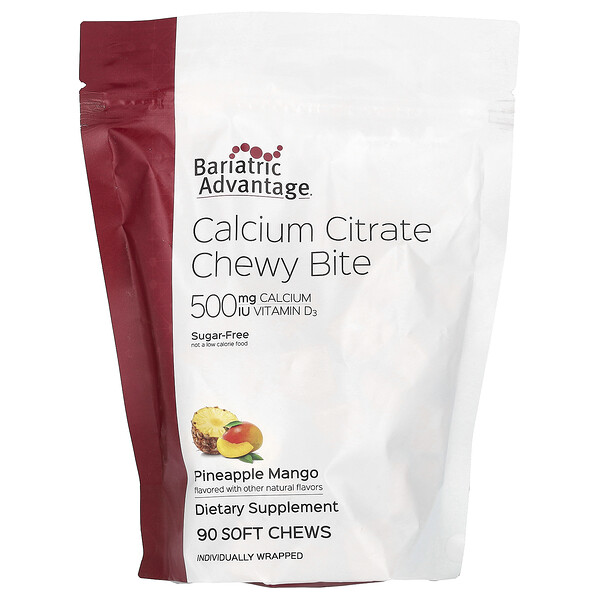 Calcium Citrate Chewy Bite, Sugar-Free, Pineapple Mango, 90 Soft Chews Bariatric Advantage
