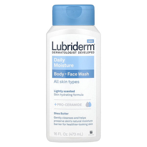 Daily Moisture Body + Face Wash, Lightly Scented, All Skin Types, 16 fl oz (473 ml) Lubriderm