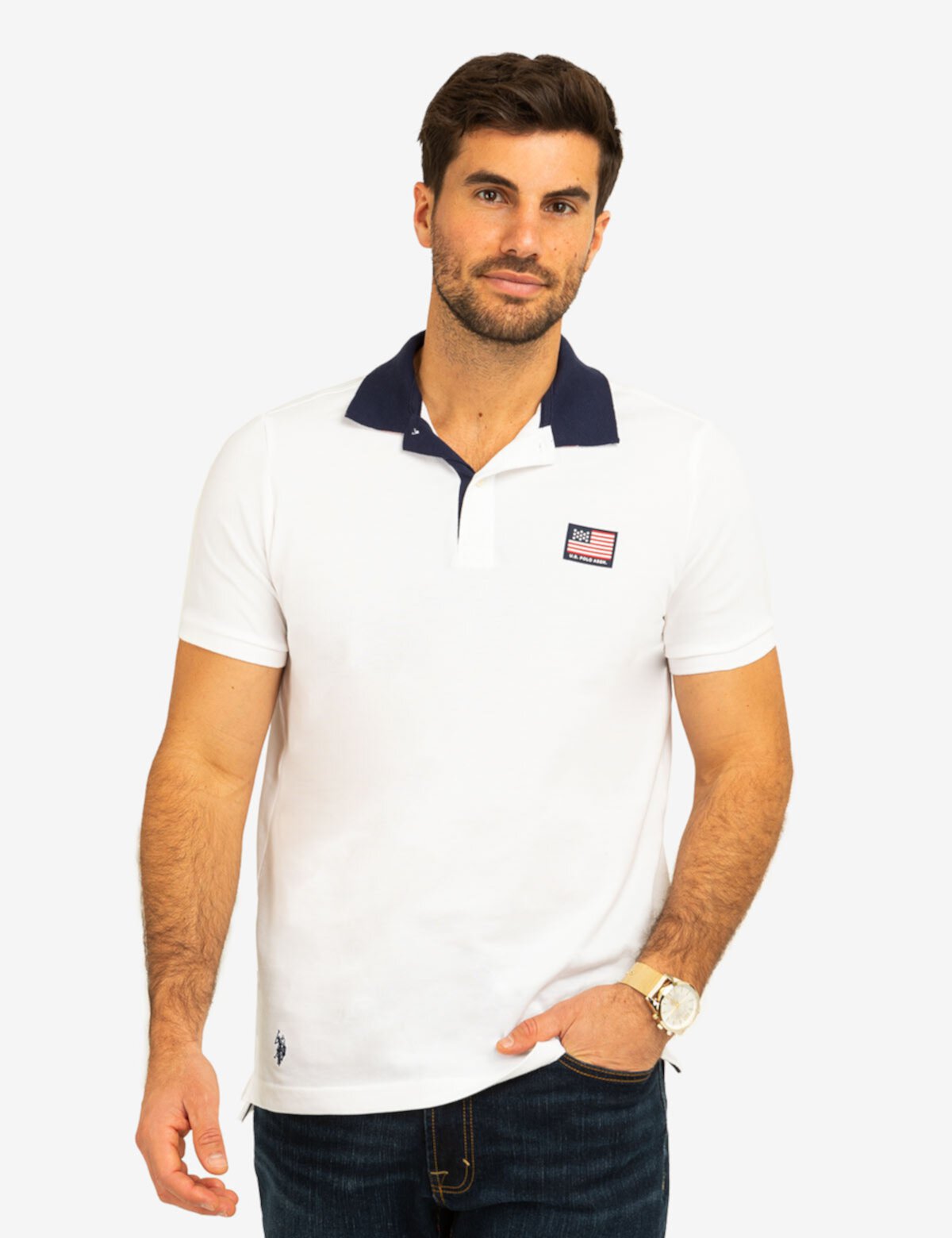 FLAG PIQUE POLO SHIRT WITH UNDER COLLAR DETAIL U.S. POLO ASSN.