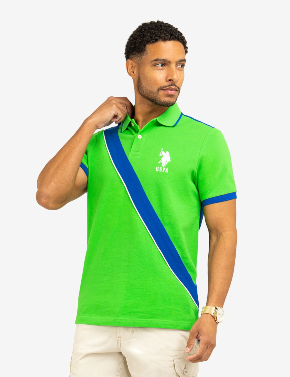 COLOR BLOCK SASH FRONT PIQUE POLO SHIRT U.S. POLO ASSN.