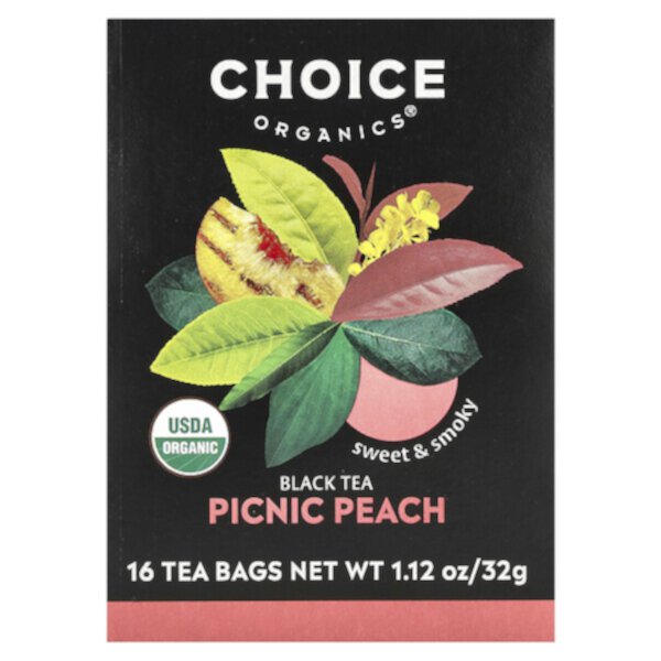 Черный чай Picnic с ароматом персика, 32 г (16 пакетиков) Choice Organics