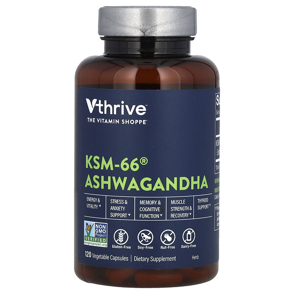 KSM-66 Ashwagandha, 120 Vegetable Capsules Vthrive