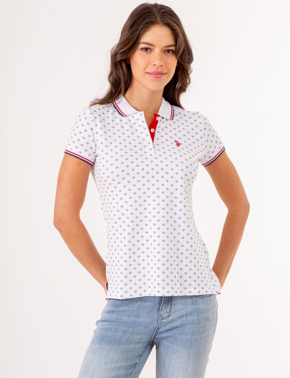 Женская Поло рубашка U.S. POLO ASSN. DOT FLOWER PRINT TIPPED U.S. POLO ASSN.