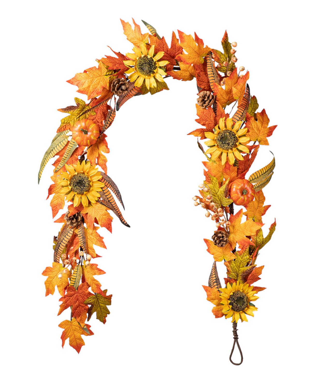 6ft Fall Maple Leaf and Sunflower Garland Glitzhome