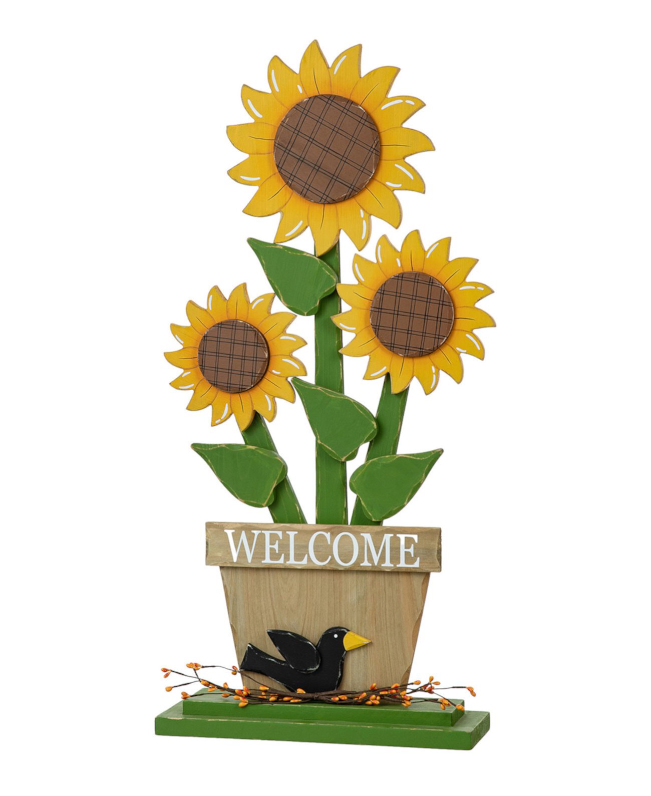 29"H Fall Wood Sunflowers Porch Décor Glitzhome