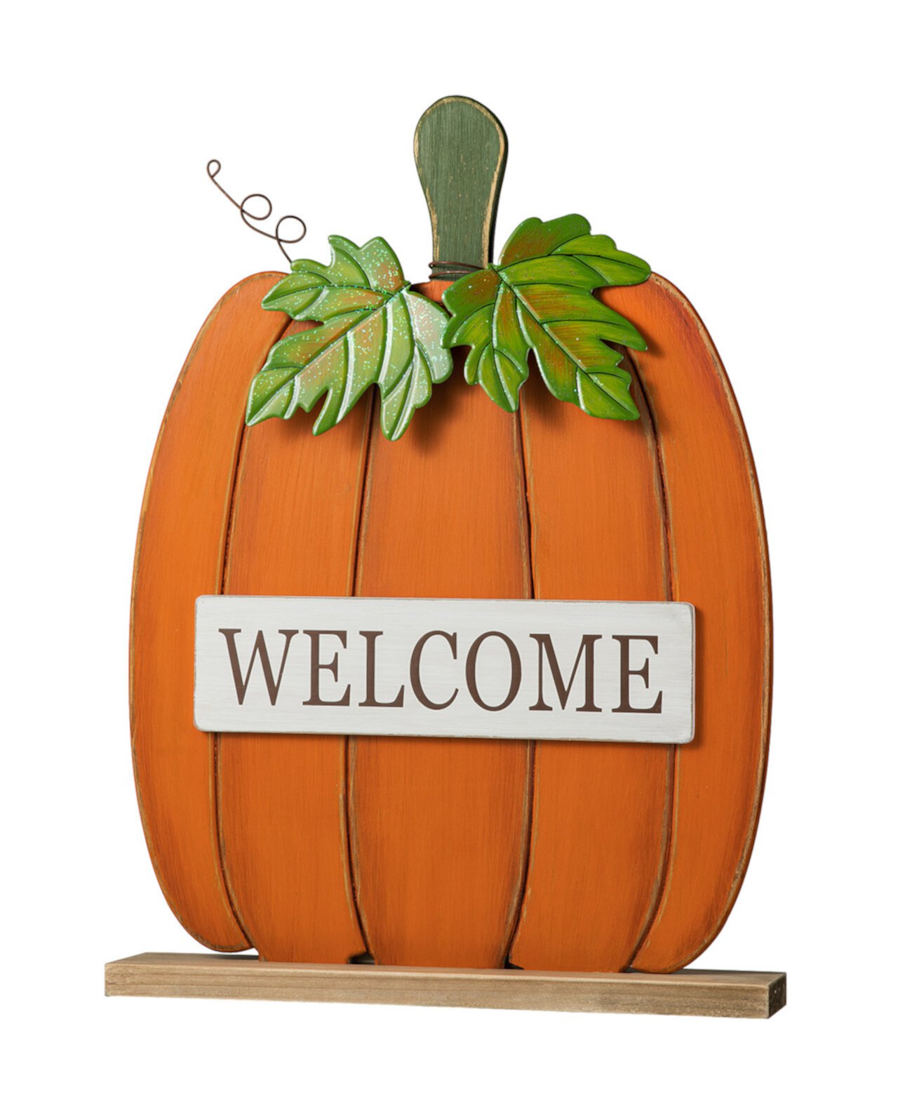 27"H Fall Wood/Metal "WELCOME" Pumpkin Porch Décor Glitzhome