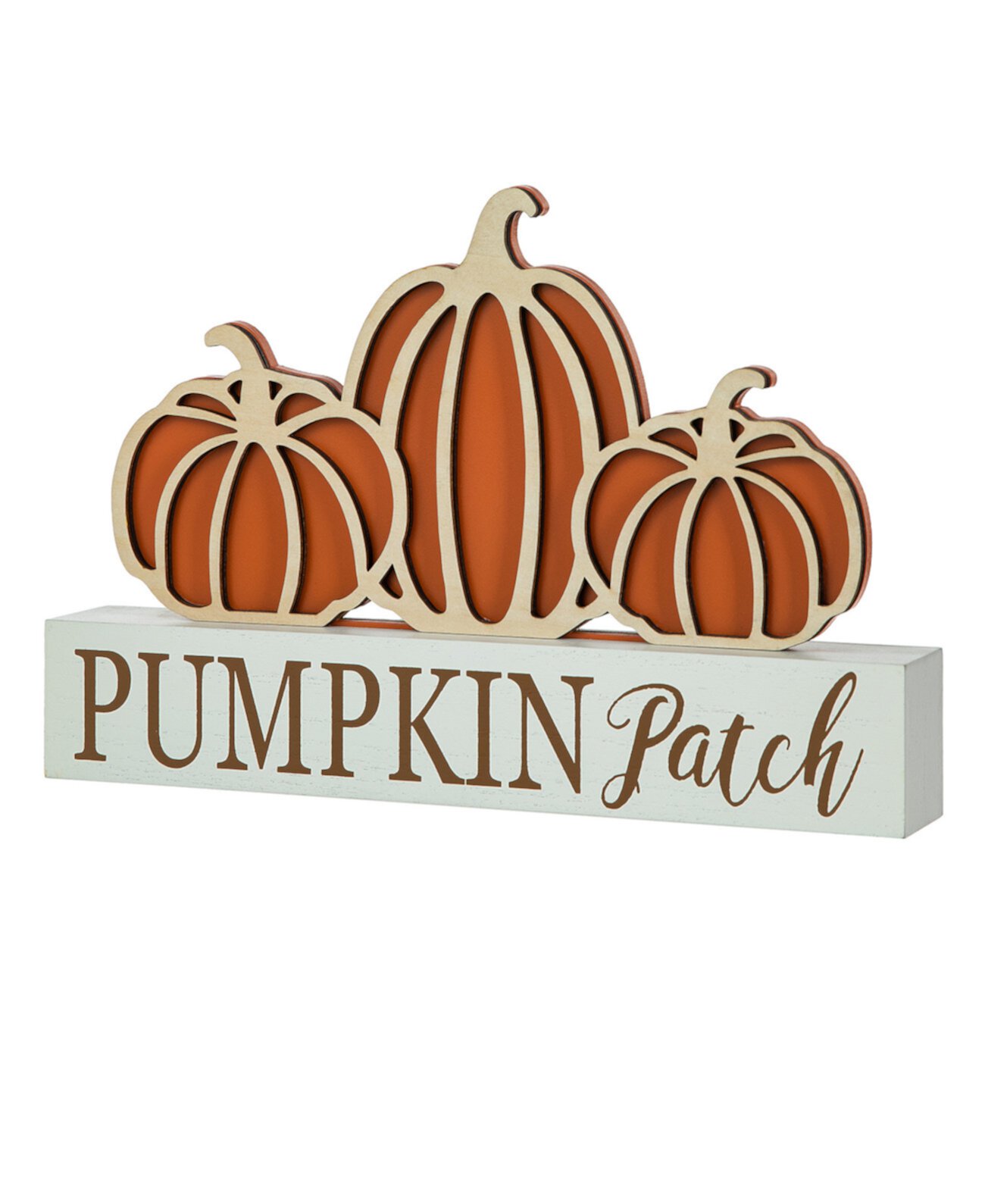 11.75"L Fall Wooden "PUMPKIN PATCH" Pumpkins Table Sign Glitzhome