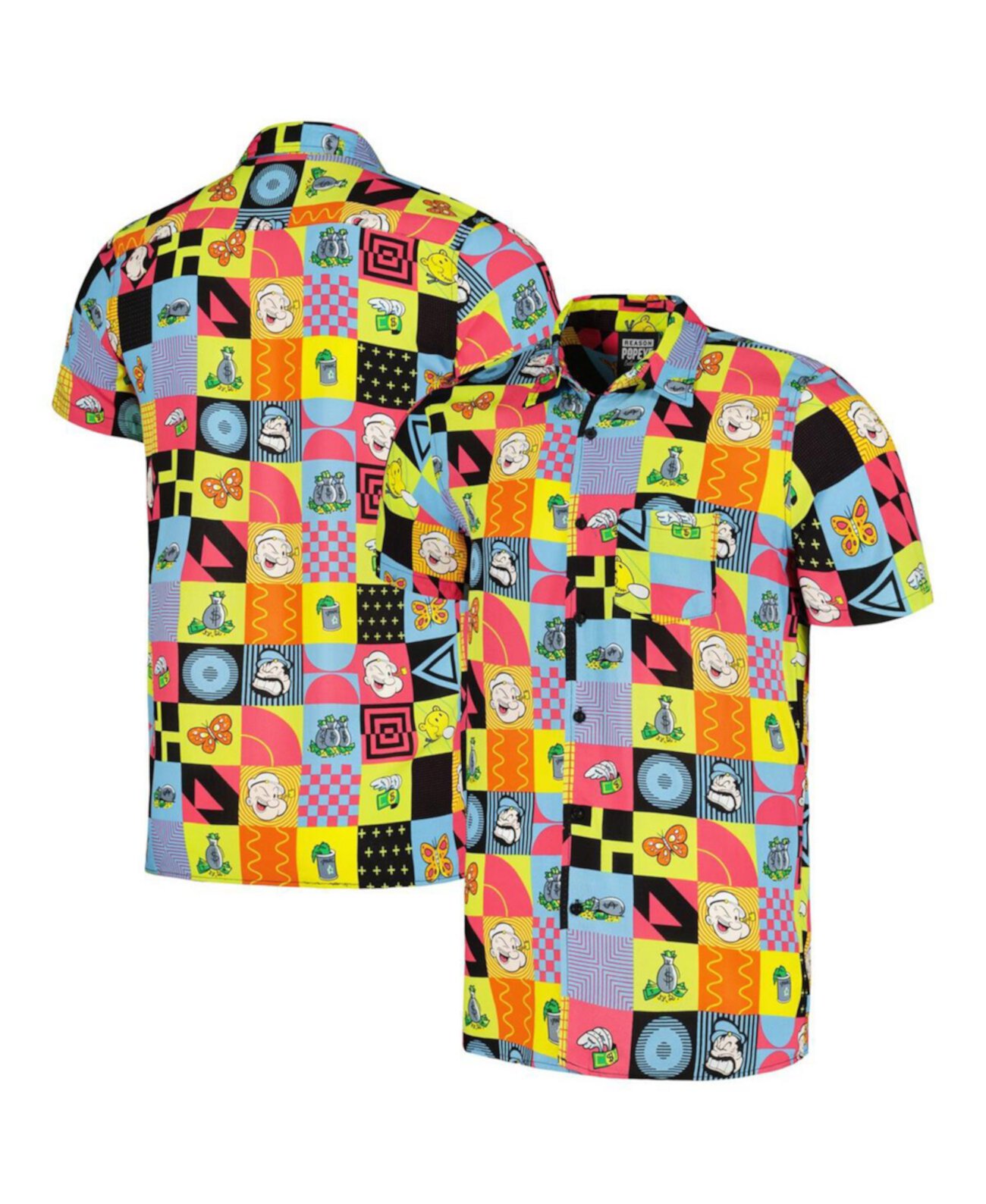 Men's and Women's Yellow Popeye Trapped Button-Up Shirt Reason