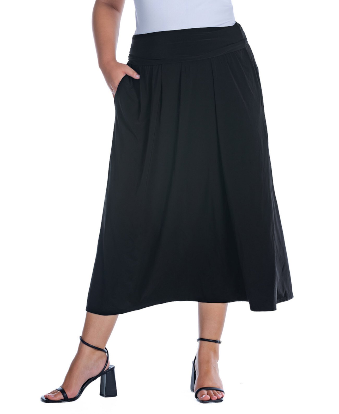 Plus Size Foldover Maxi Skirt With Pockets 24Seven Comfort