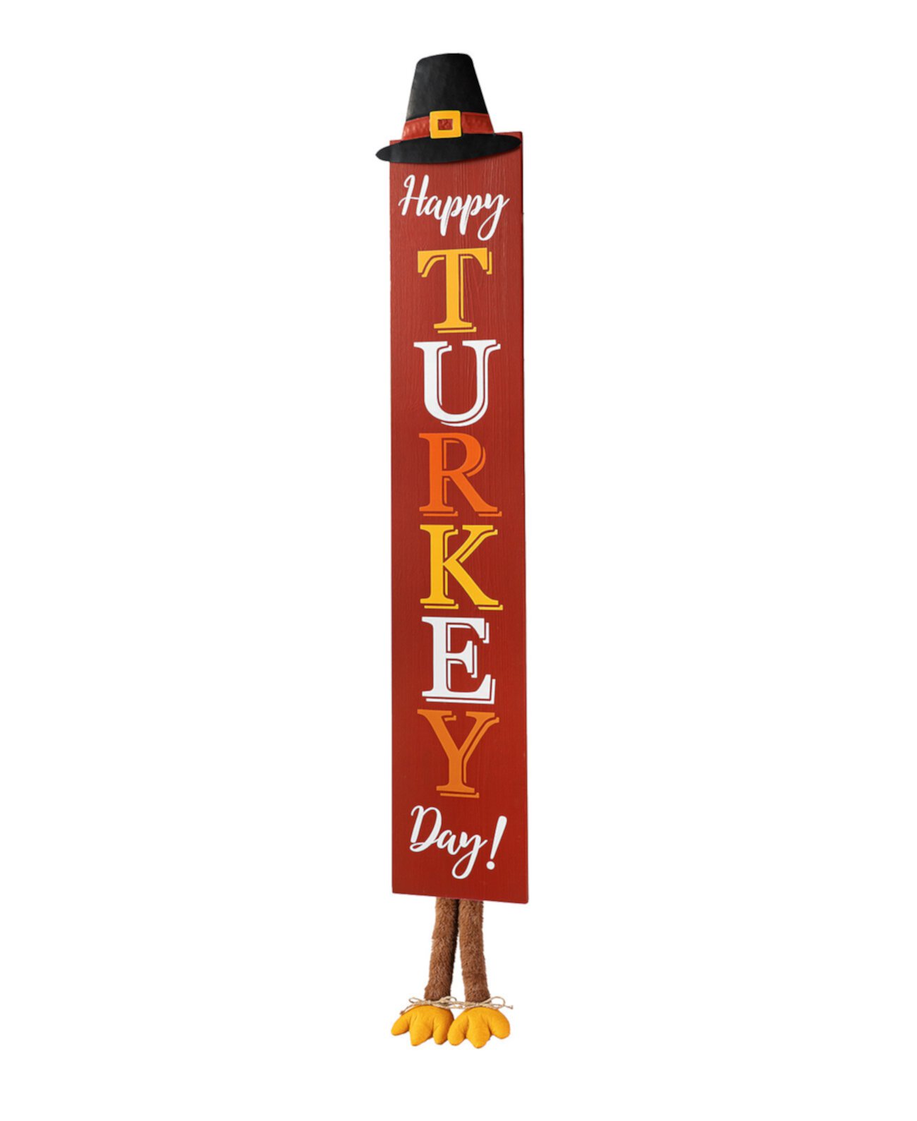 58.5"H Thanksgiving Wooden "HAPPY TURKEY DAY" Porch Sign with Fabric Dangling Legs Glitzhome