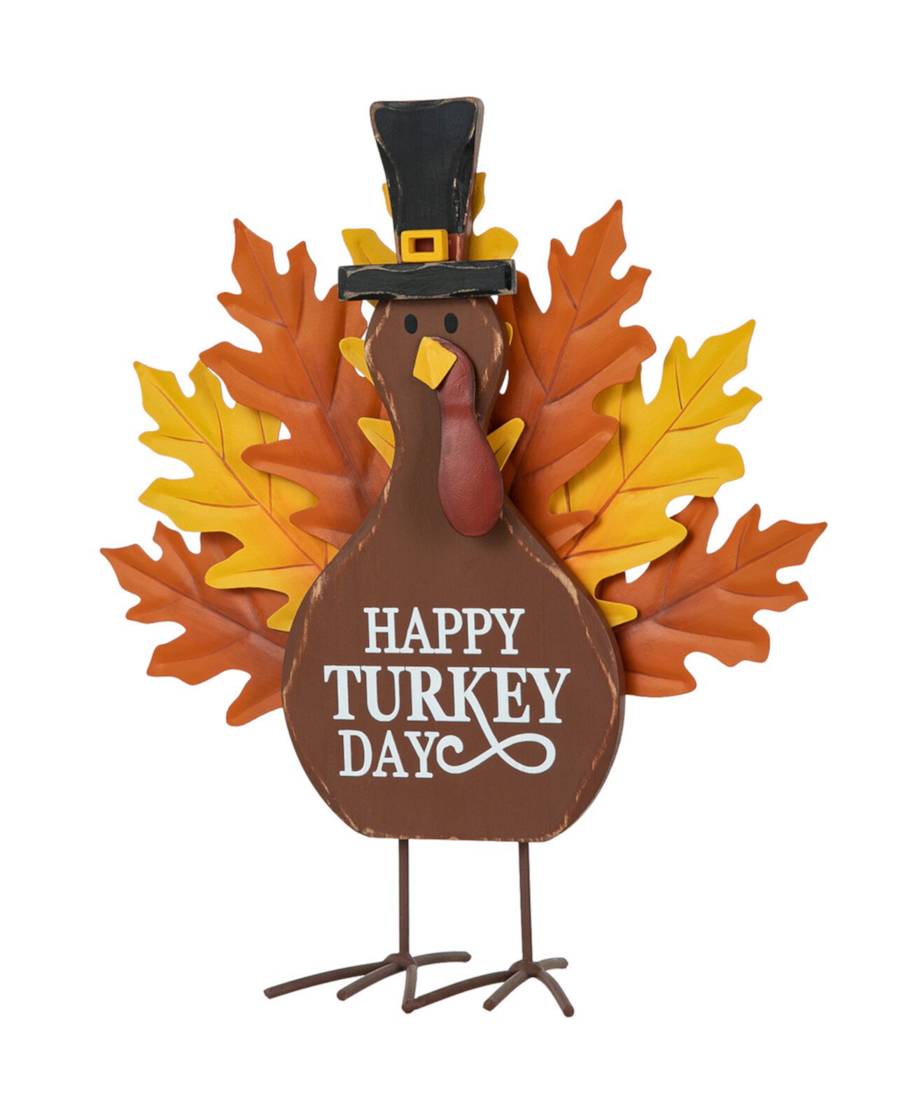 12.25"H Thanksgiving Wooden Metal Turkey Table Decor Glitzhome