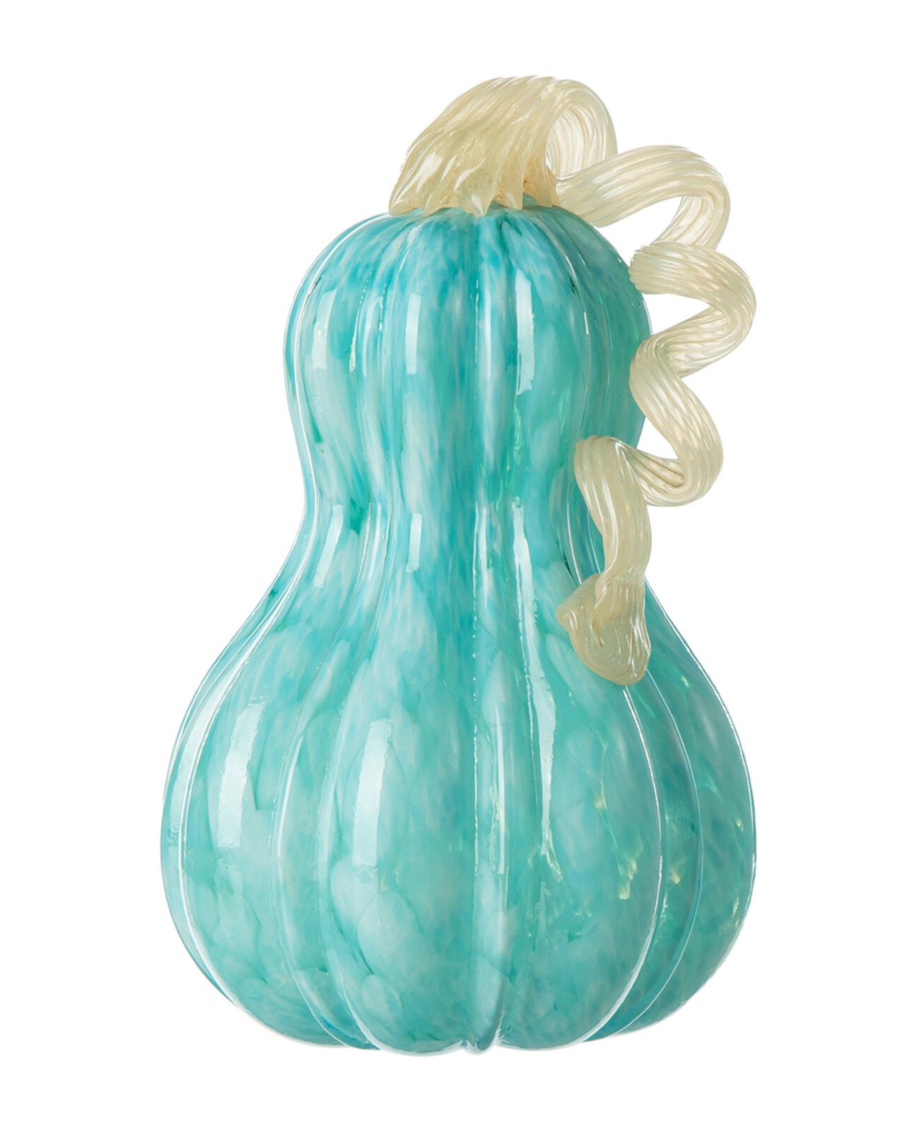 8.5"H Fall Turquoise Glass Gourd Glitzhome