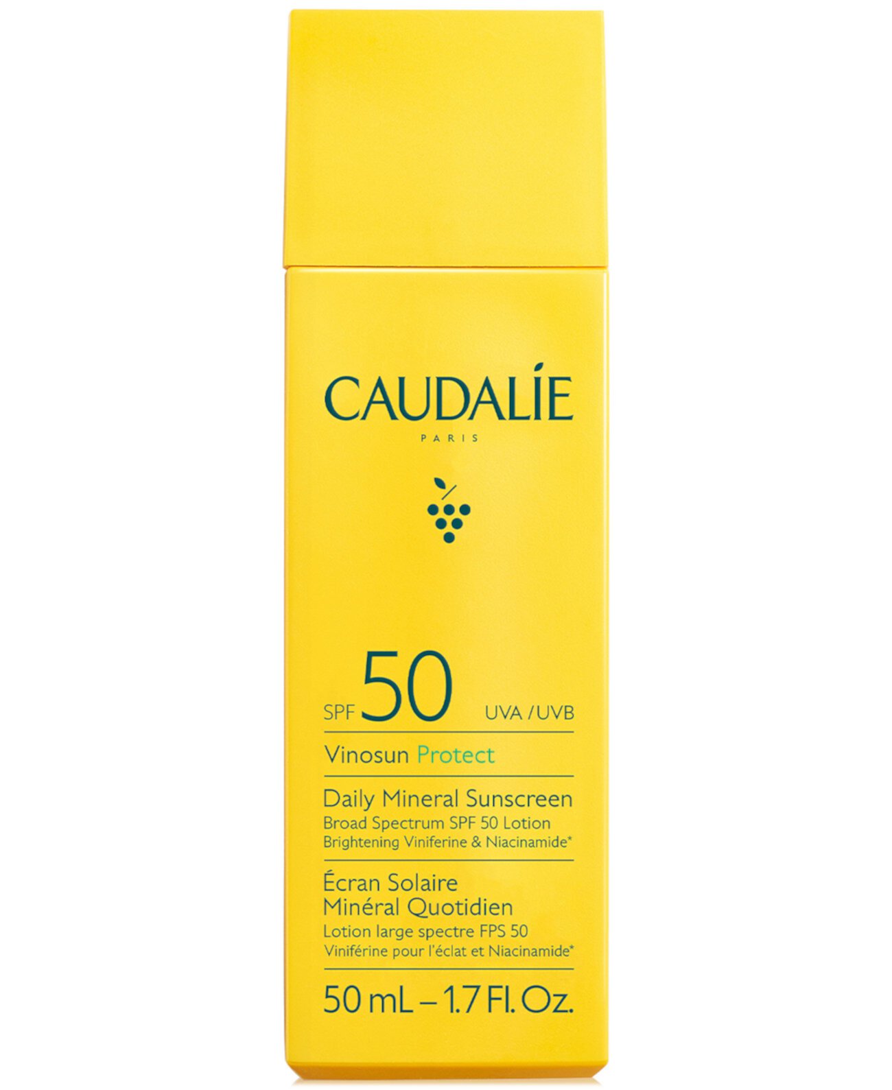 Минеральный солнцезащитный крем Vinosun Protect SPF 50, 50 мл, для всех типов кожи Caudalie