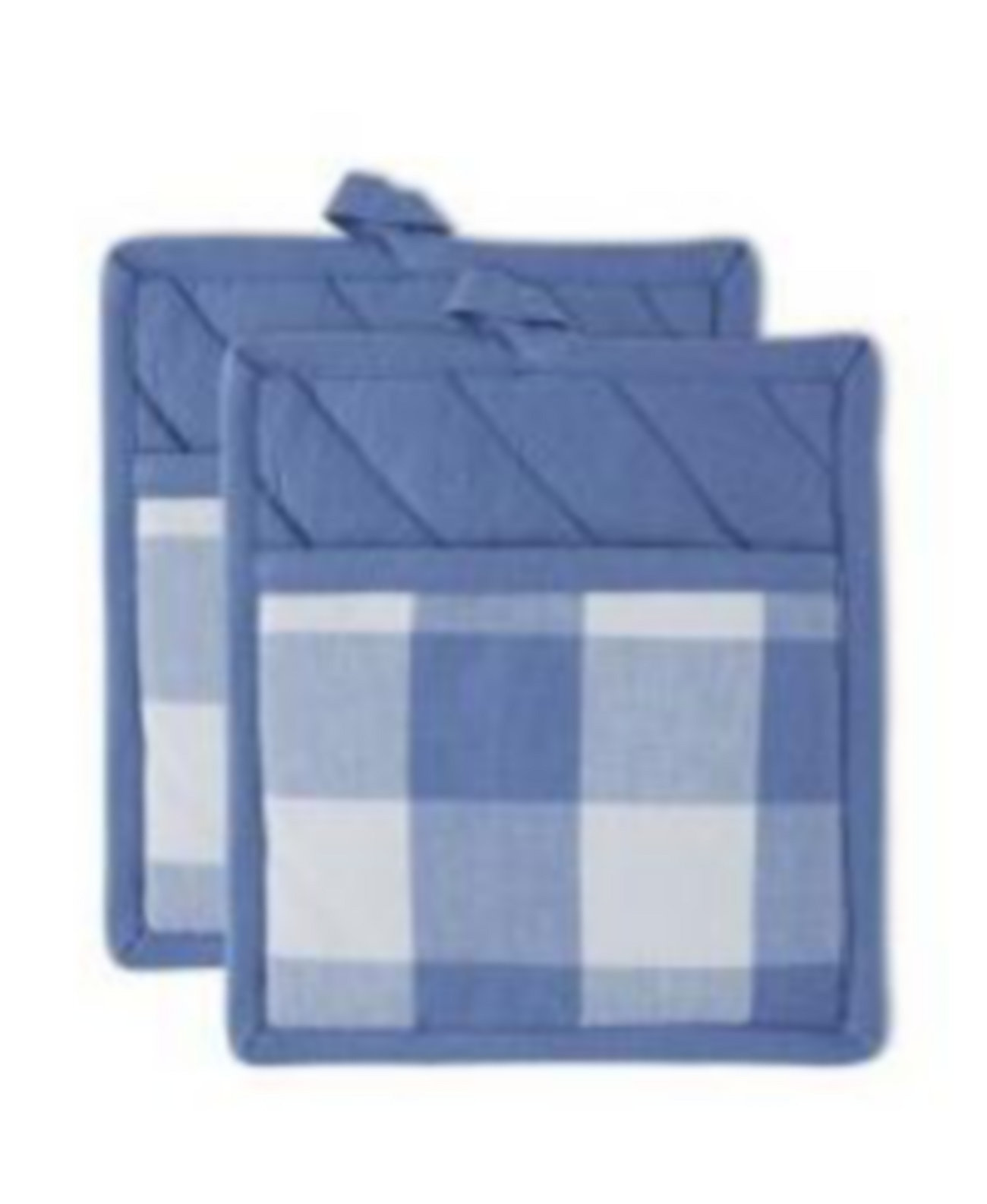 Buffalo Check Kitchen Collection, Classic Farmhouse Kitchen Set, Potholder, Stonewash Blue, 2 Piece Design Imports