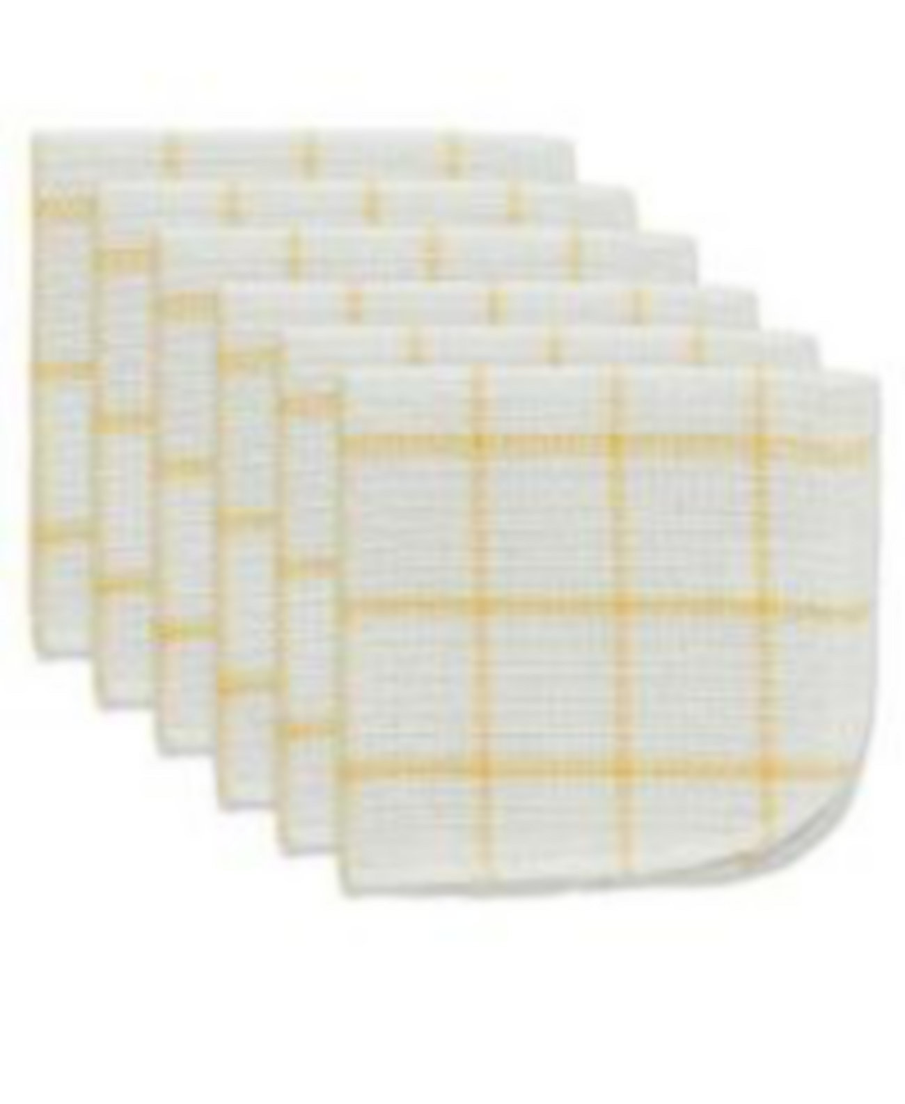 Scrubber Dishcloths Collection Windowpane Dishrag Set, 12x12", White/Yellow Stripe, 6 Piece Design Imports