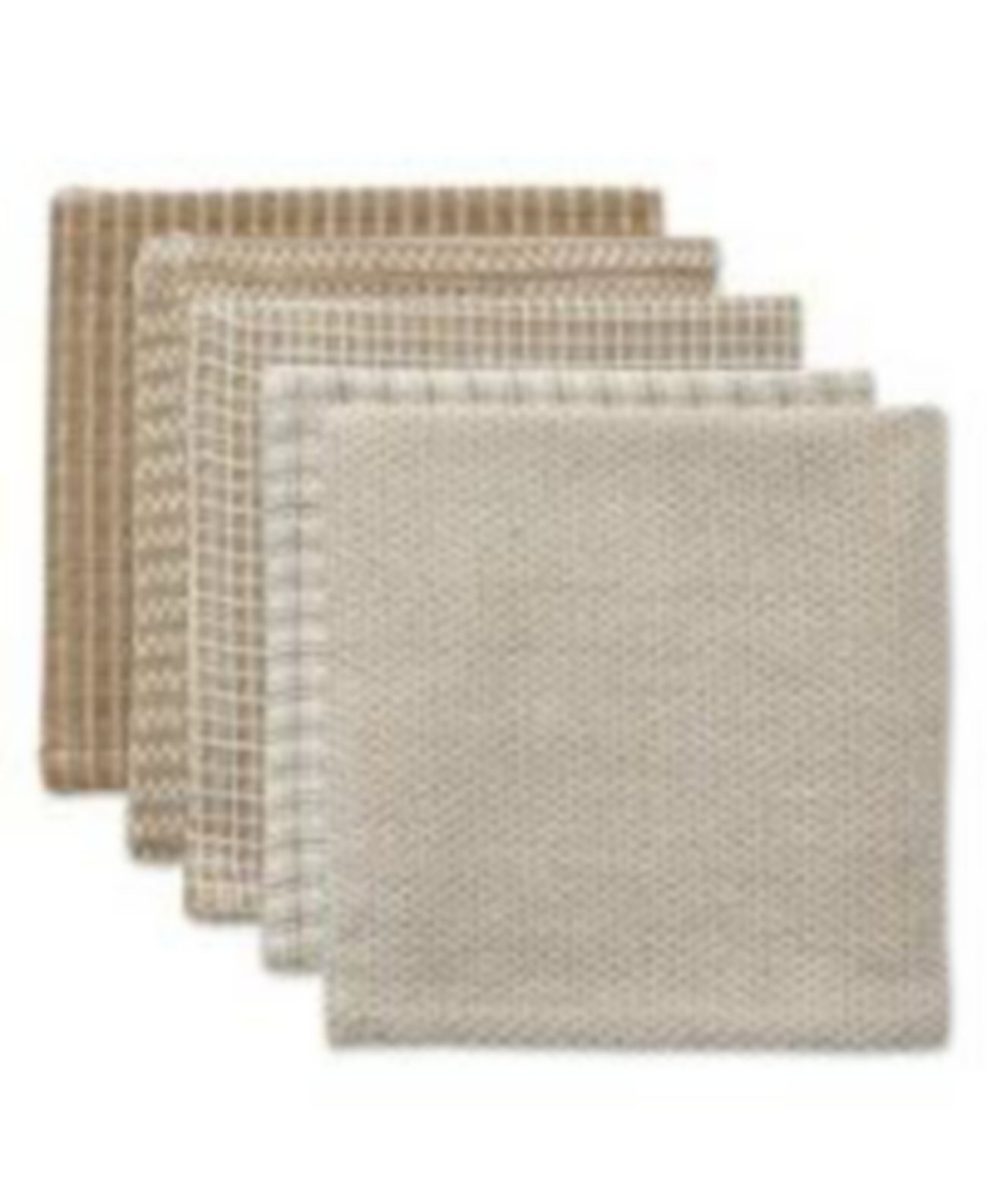 Everyday Kitchen Collection Assorted Dishcloth Set, 12x12", Stone, 5 Count Design Imports