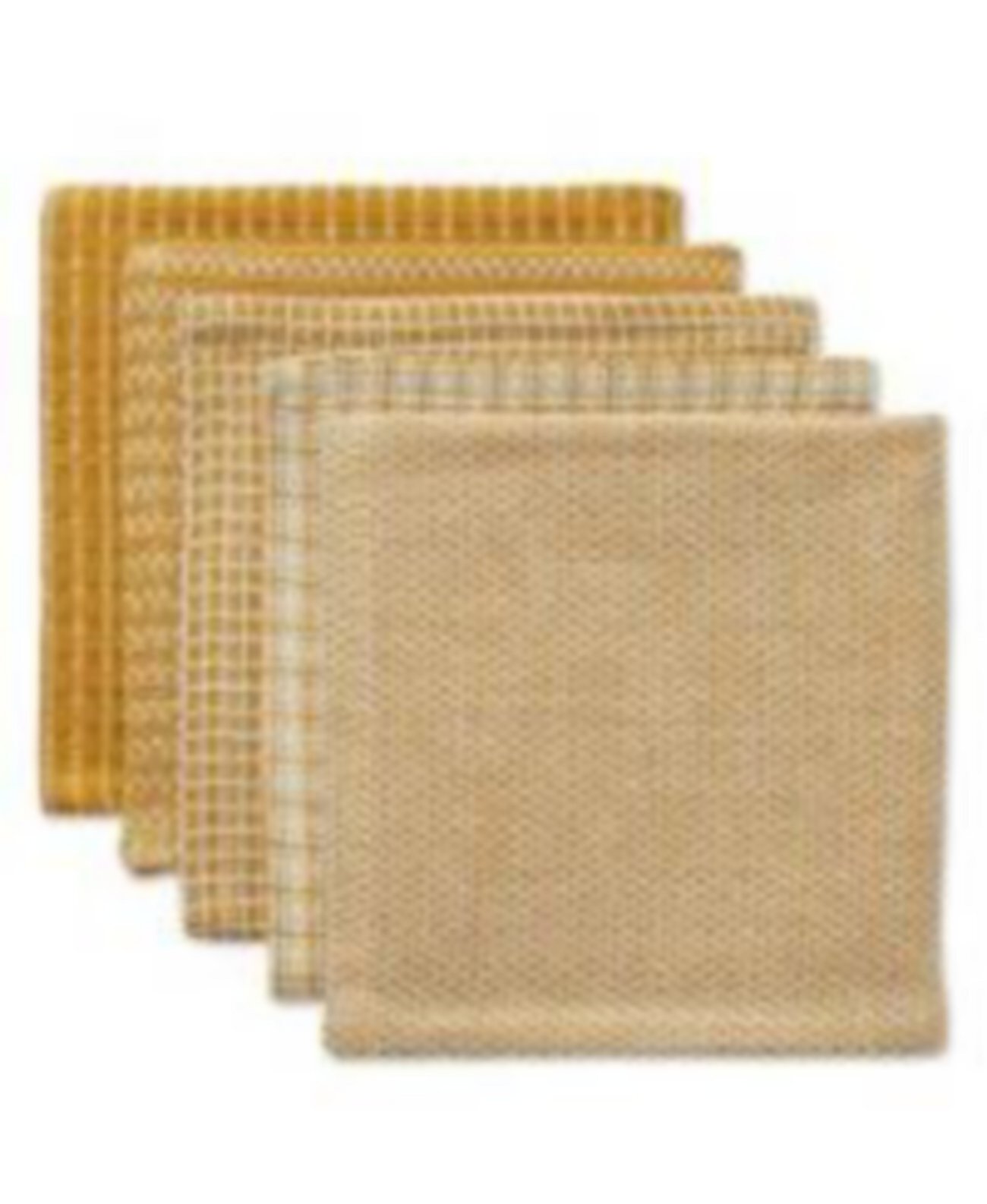 Everyday Kitchen Collection Assorted Dishcloth Set, 12x12", Honey Gold, 5 Count Design Imports