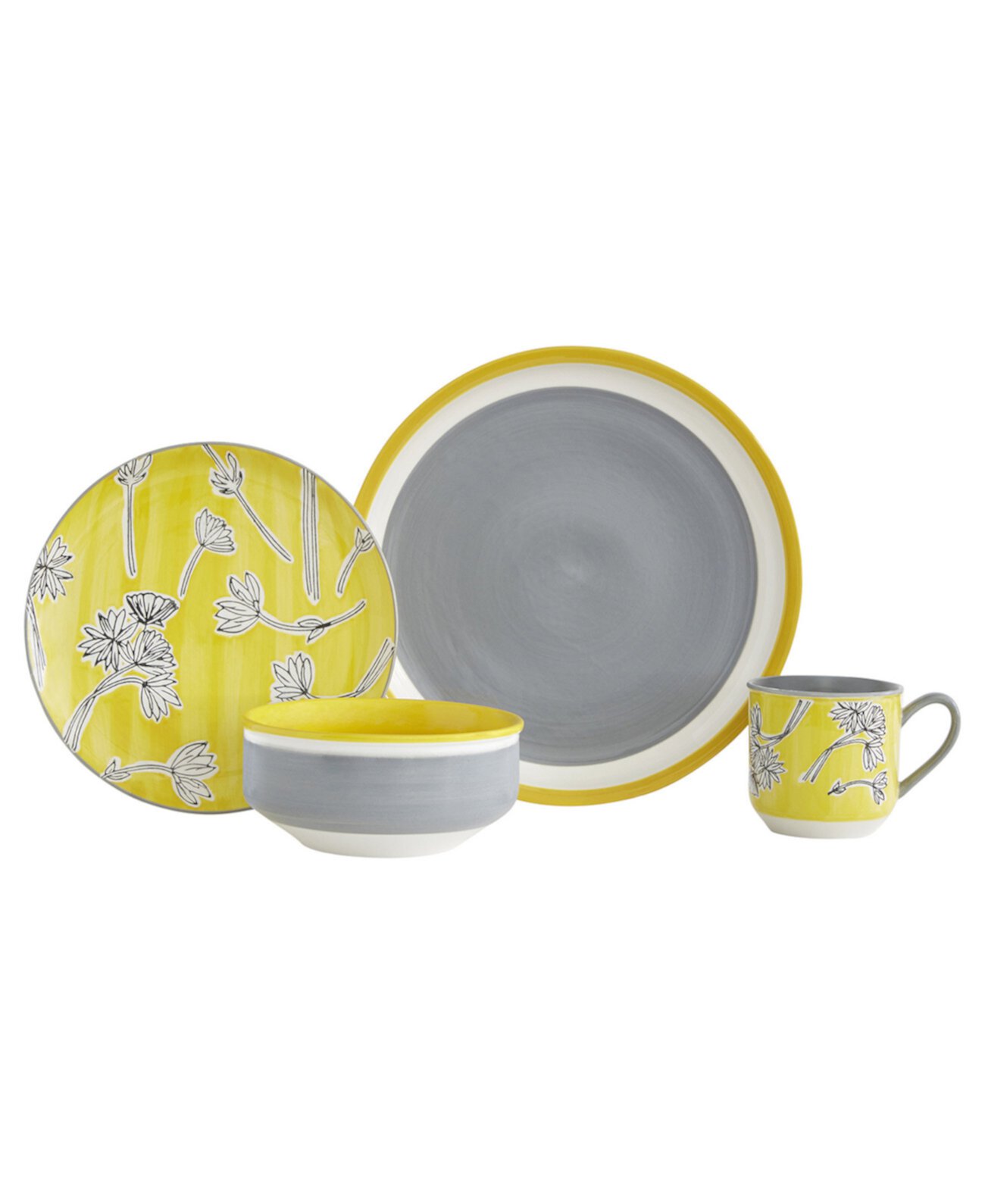 Sunny Floral 16 Pc. Dinnerware Set, Service for 4 Baum