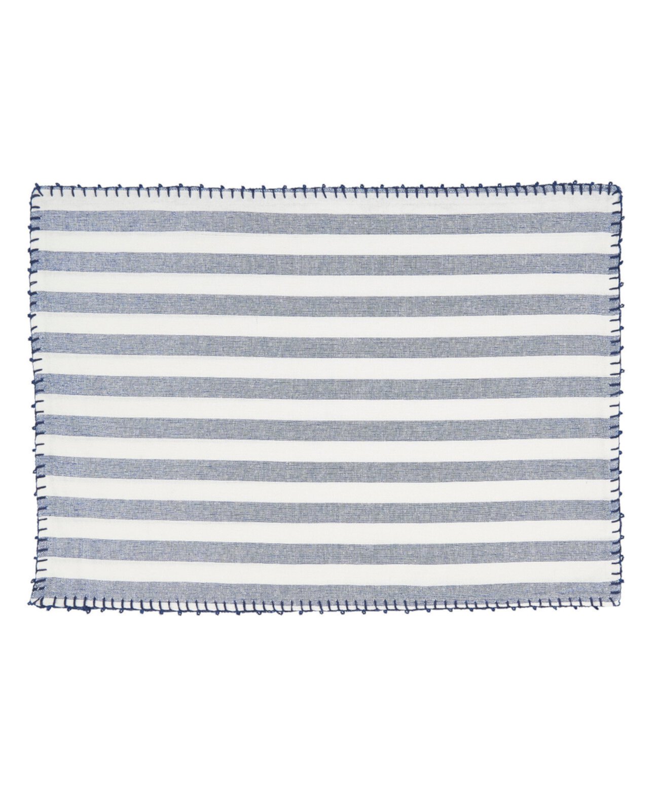 Classic Striped Whipstitch Pom Pom Placemat Set of 4,14"x20" Saro