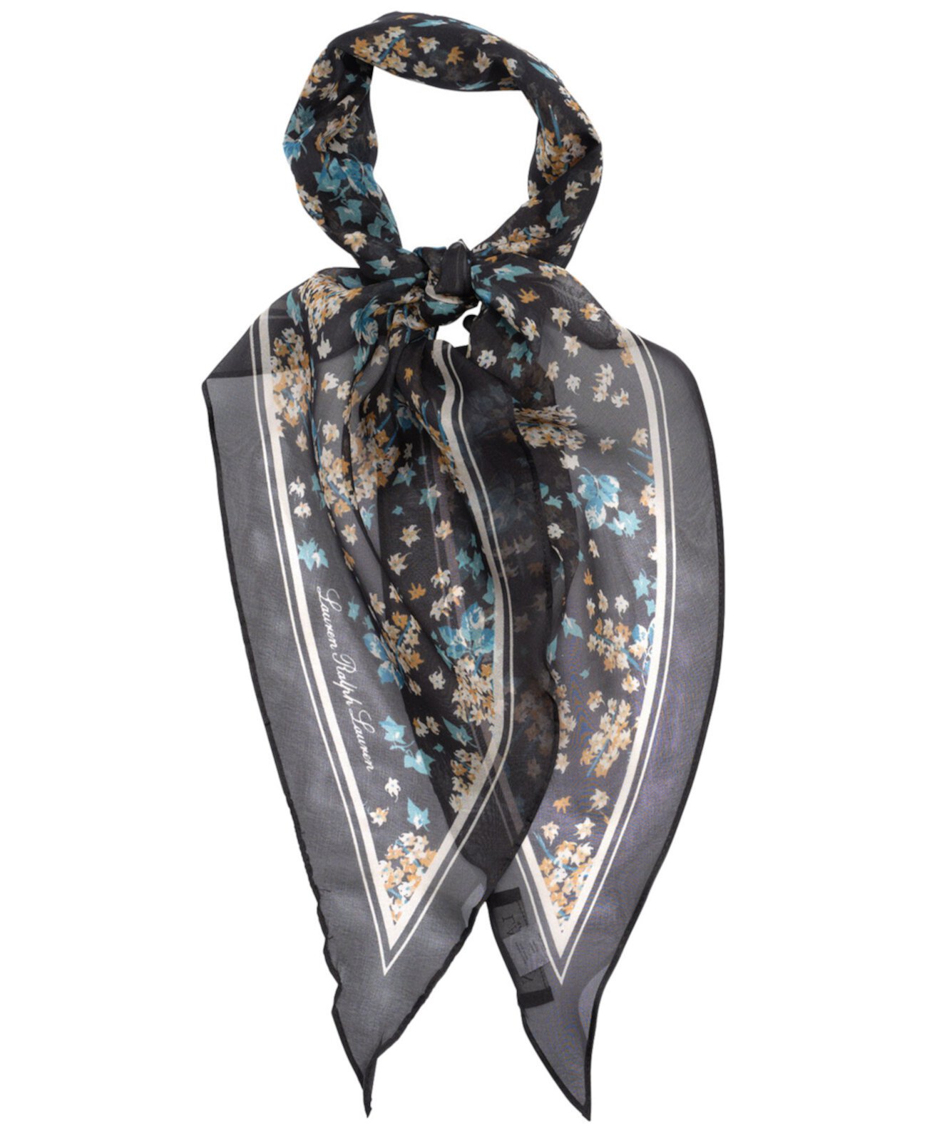 floral diamond with stripe border scarf LAUREN Ralph Lauren