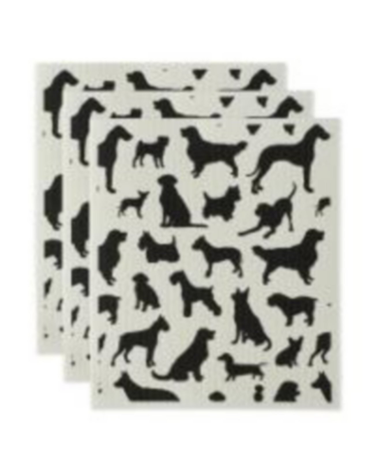 Swedish Dishcloths for Kitchen Cleaning, Machine Washable Dishwasher Safe, 7.75 x 6.75", Dogs, 3 Piece Design Imports