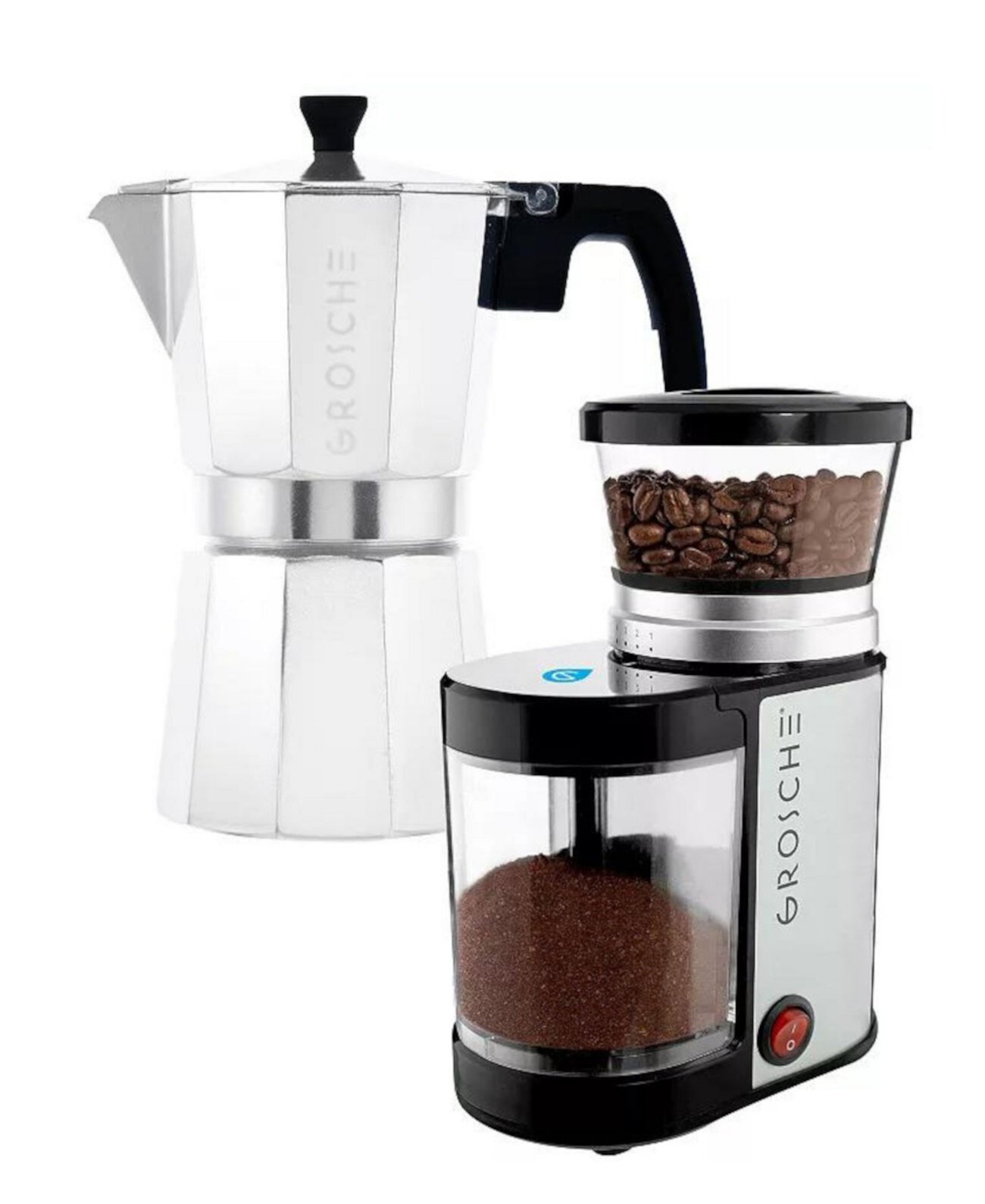 Grind Brew Duo: Milano Moka Pot Bremen Burr Grinder Grosche