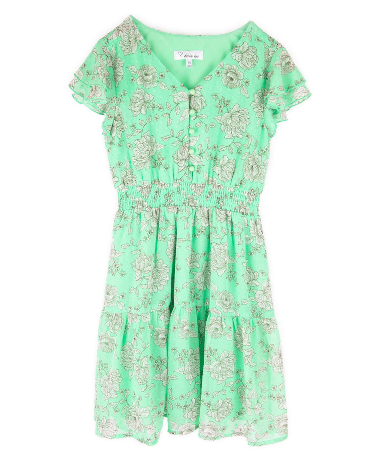 Детский Сарафан Emerald Sundae Lime Floral Chiffon Emerald Sundae