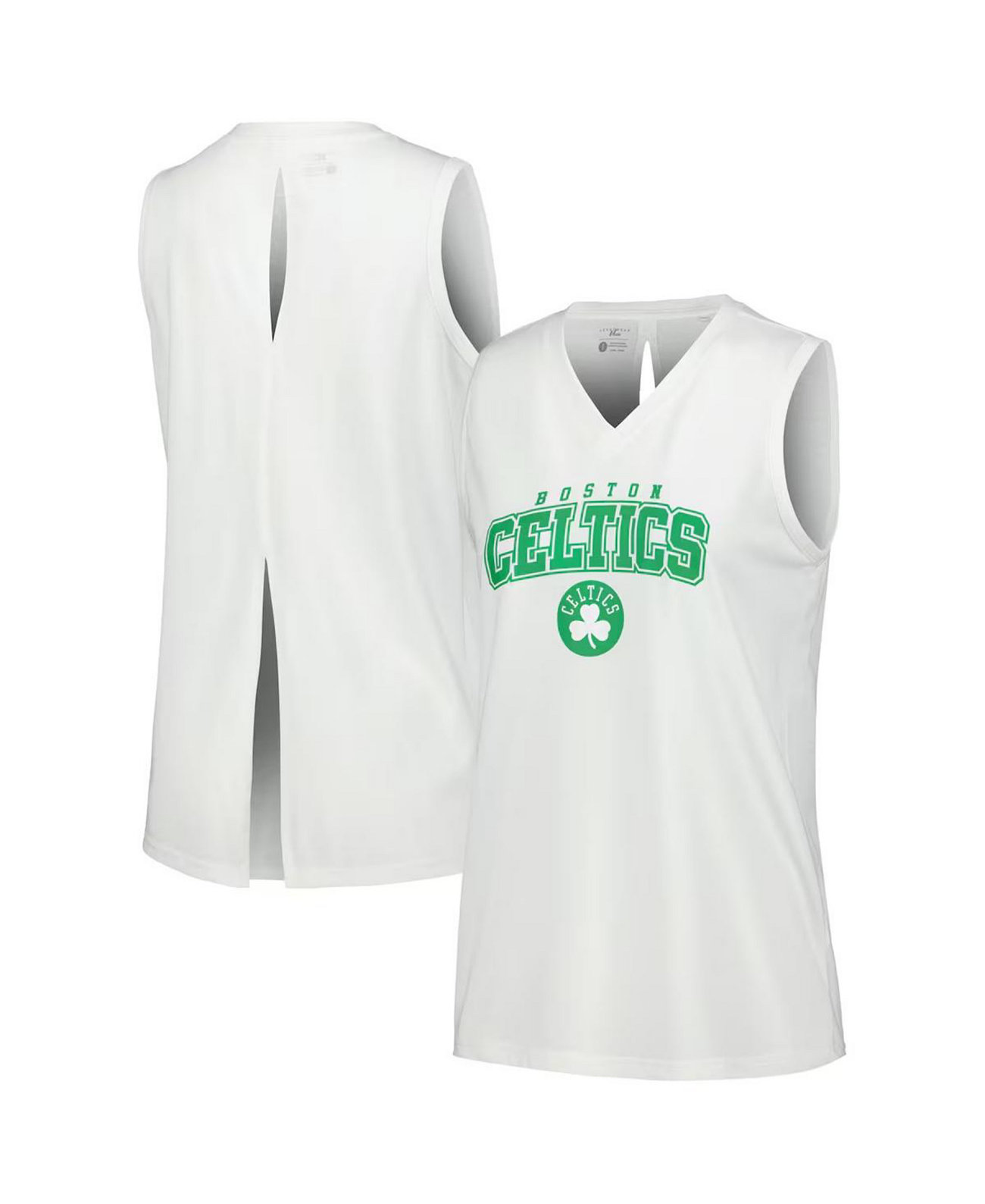 Women's White Boston Celtics Paisley Peekaboo Tank Top LevelWear