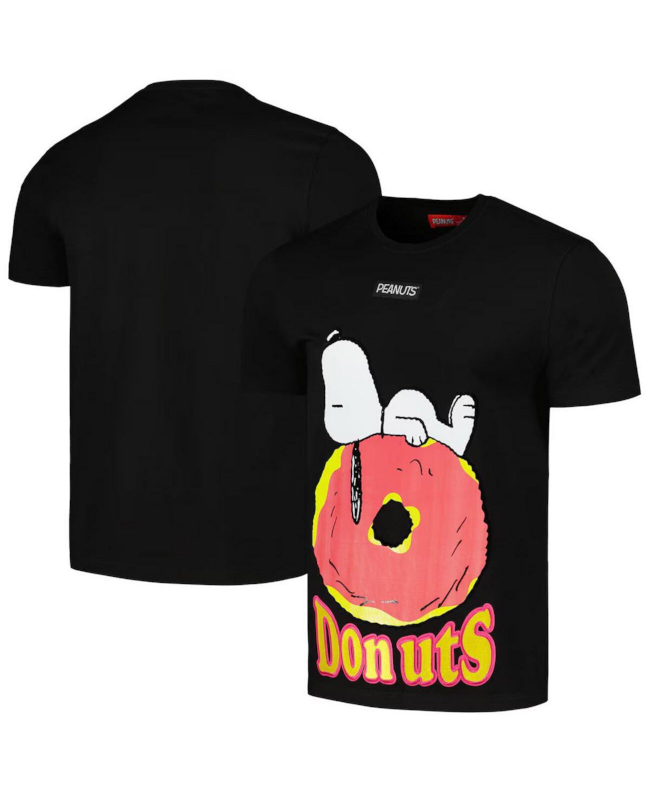 Men's Black Peanuts Snoopy Donuts T-Shirt Freeze Max