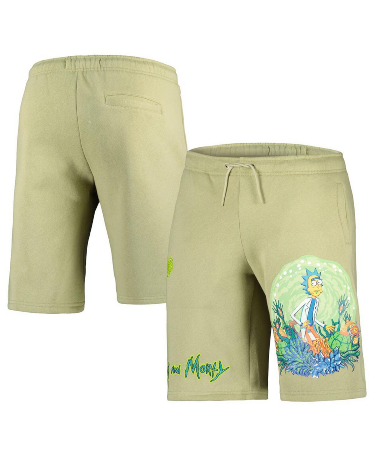 Men's Olive Rick And Morty Shorts Freeze Max