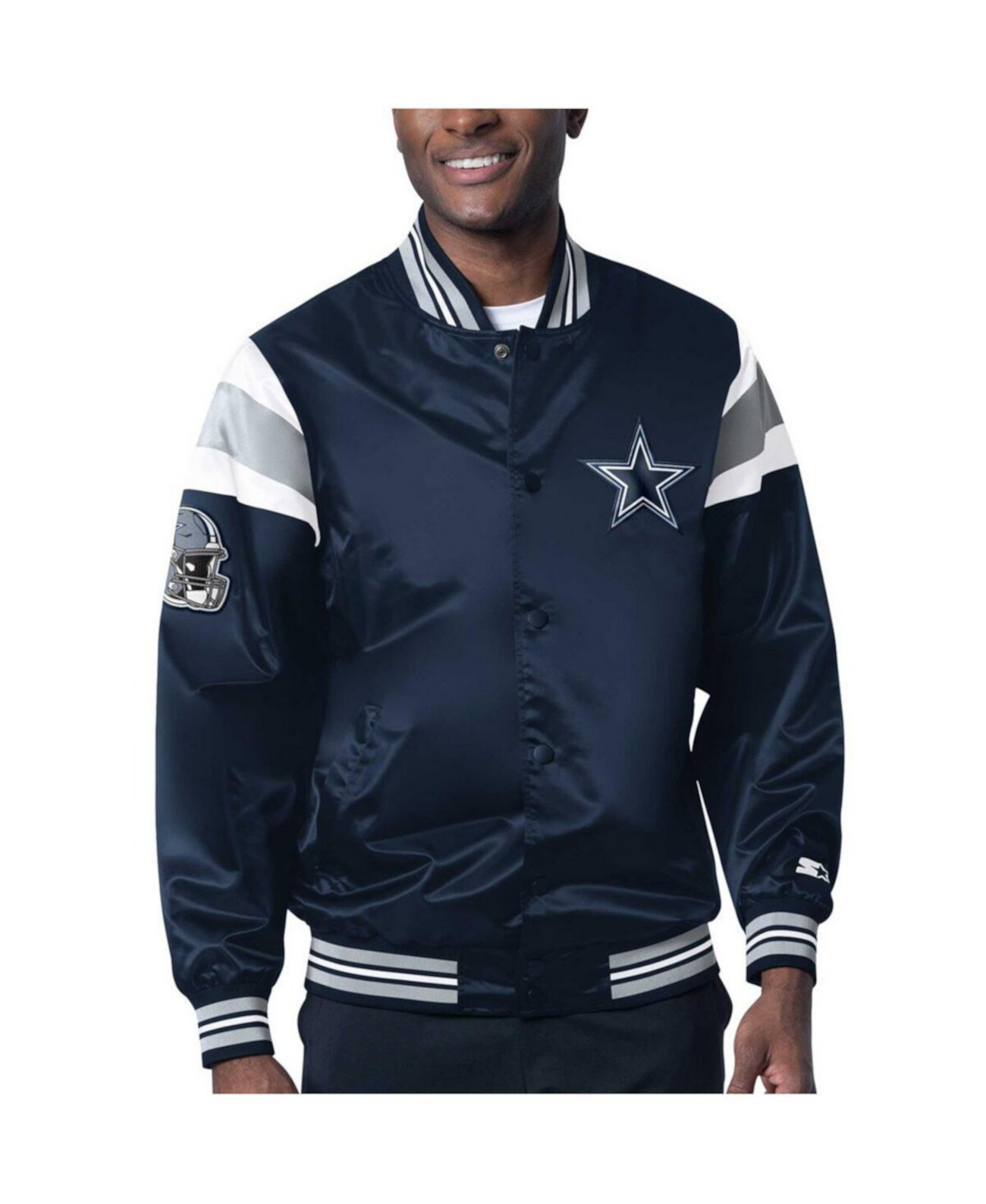 Men's Navy Dallas Cowboys Satin Varsity Full-Snap Jacket Starter