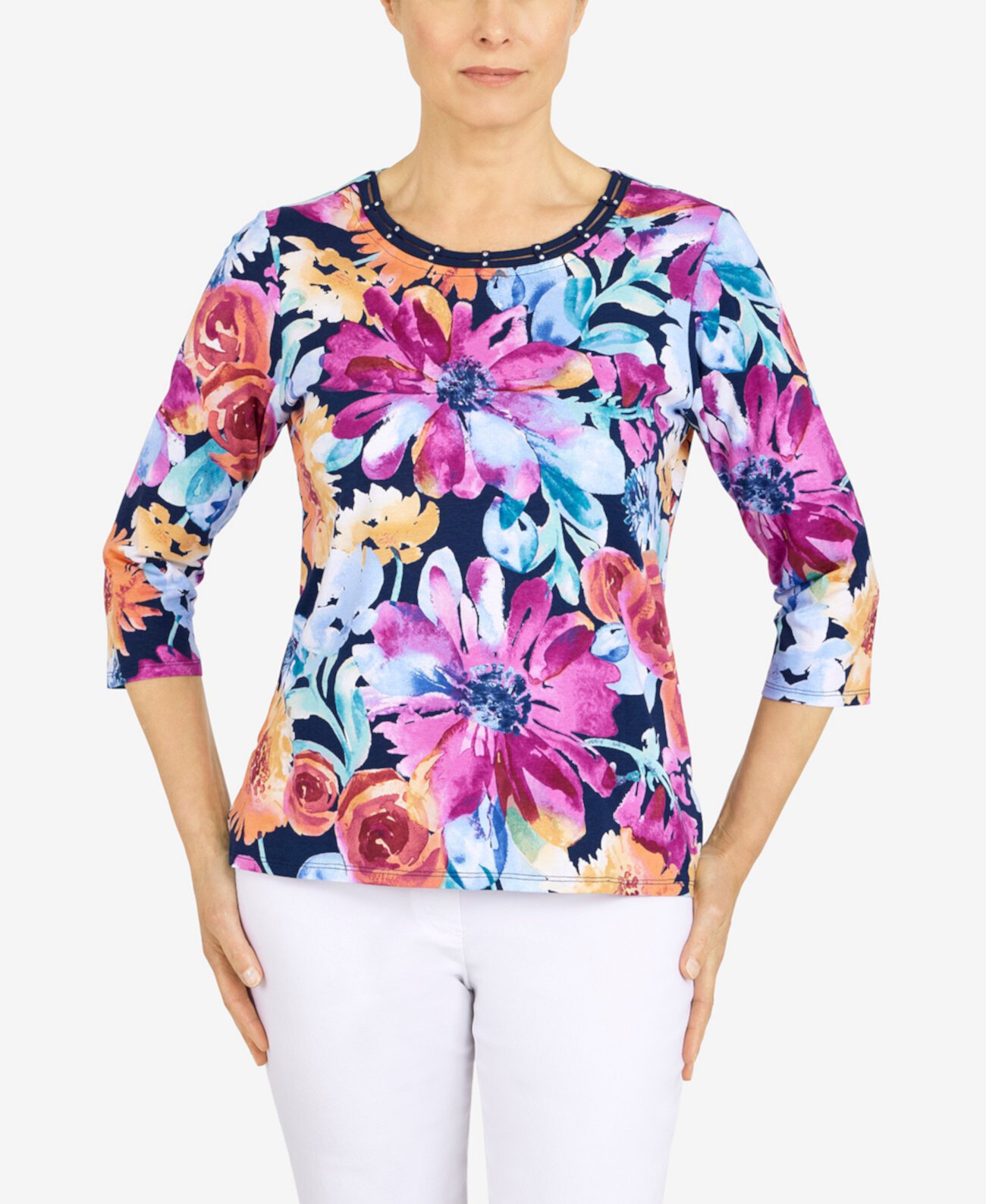 Women's Floral Splash Double Strap Top Alfred Dunner