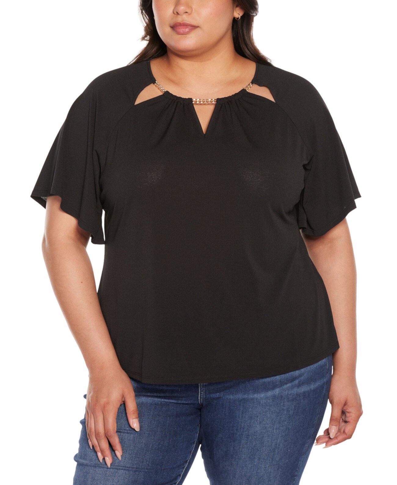 Женская Блузка Belldini Black Label Plus Size Cutout Detail Knit Top Belldini