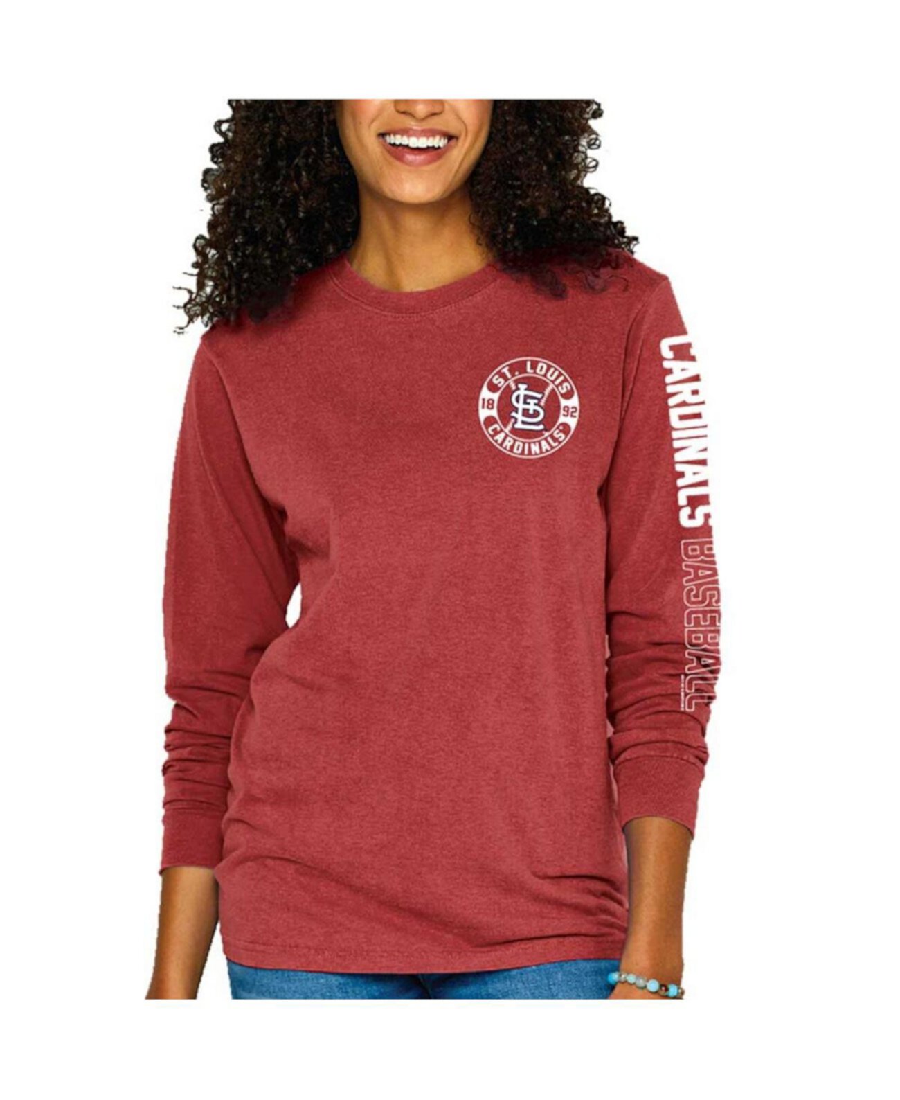 Women's Red St. Louis Cardinals Pigment-Dyed Long Sleeve T-Shirt Soft As A Grape