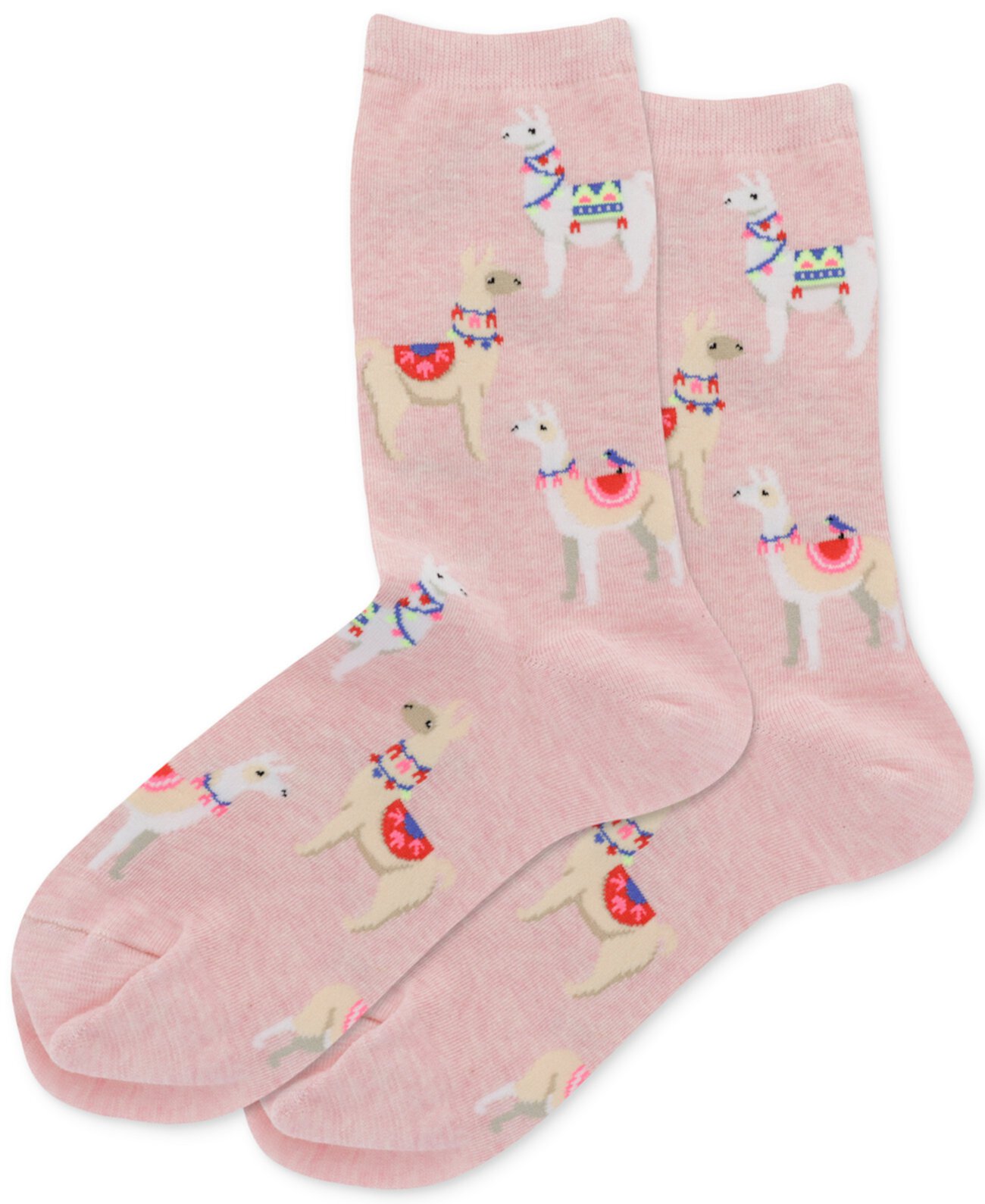 Women's Alpacas Printed Knit Crew Socks Hot Sox