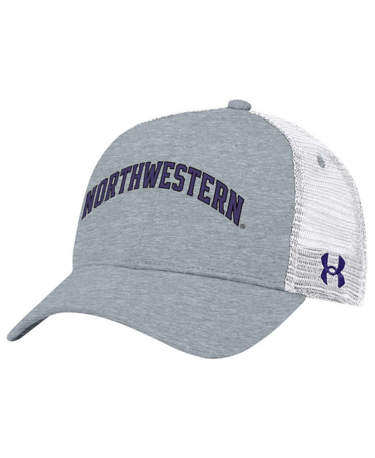 Бейсболка Under Armour Серый Northwestern Wildcats 2023 Sideline Trucker Under Armour