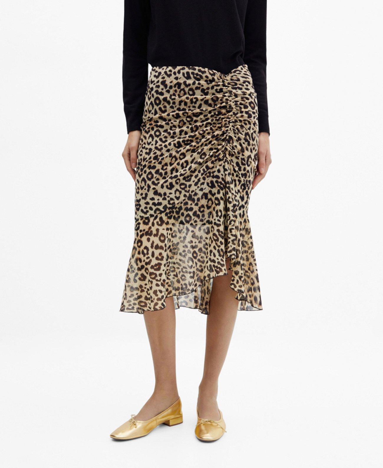 Women&apos;s Animal-Print Flowing <b>Skirt</b> <b>MANGO</b>.