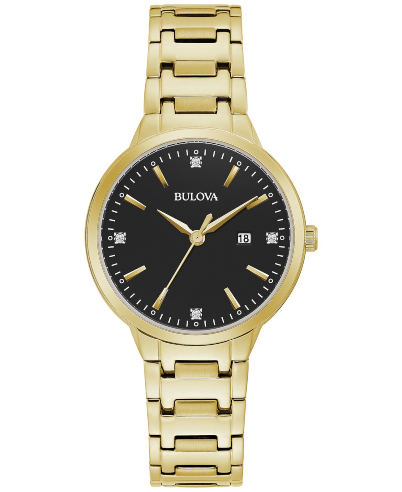 Women's Diamond Accent Gold-Tone Stainless Steel Bracelet Watch 33mm Bulova